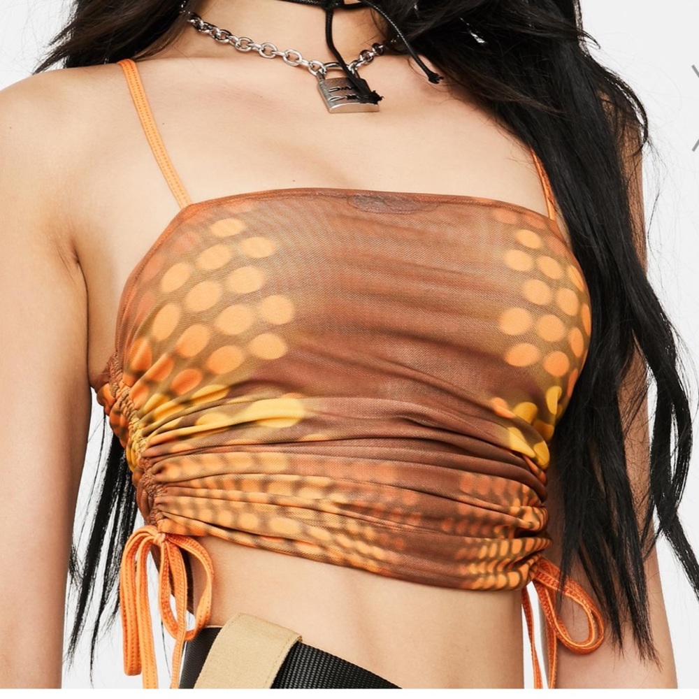 Dolls kill Poster Girl ruched tie crop top